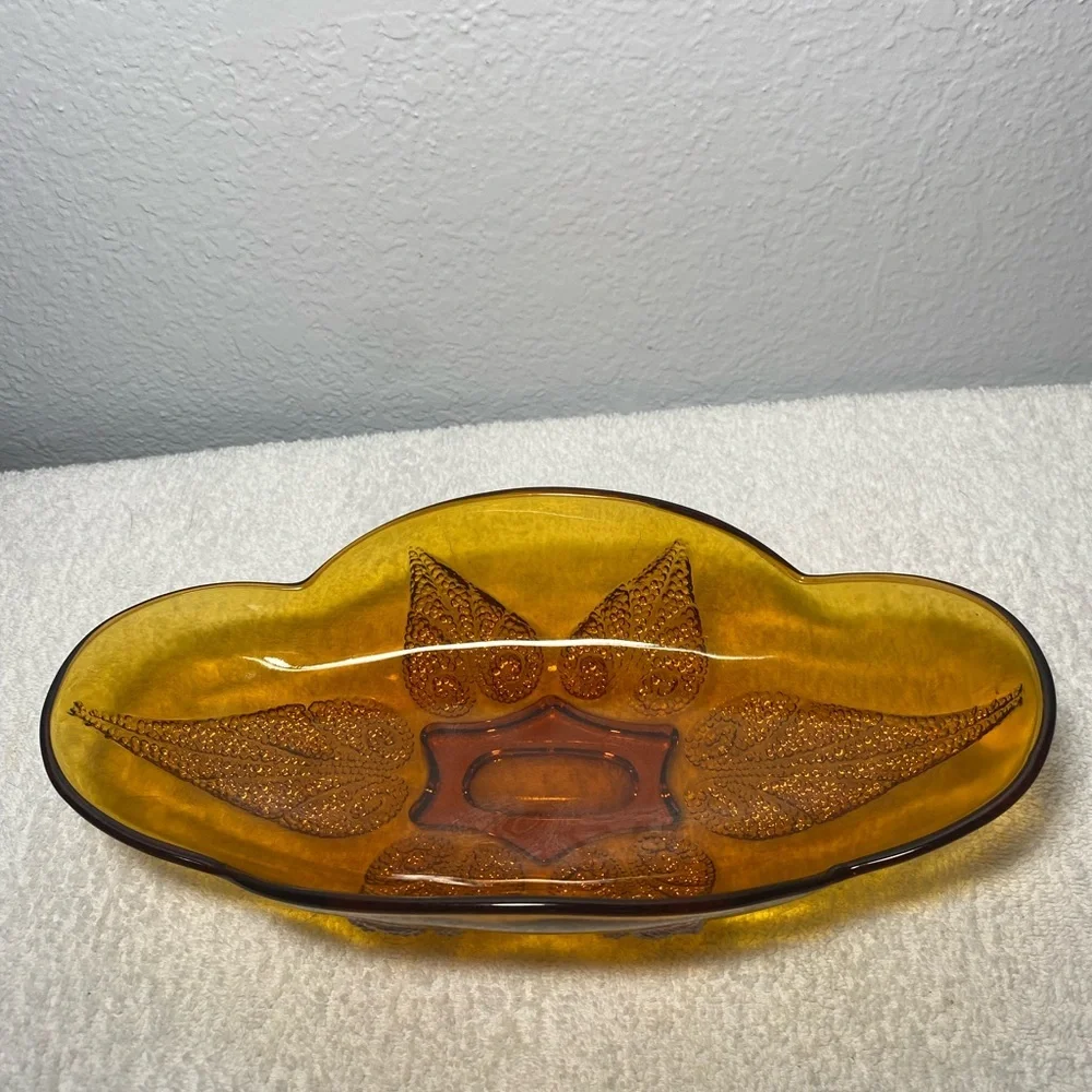 Vintage Anchor Hocking Amber Glass Relish Dish